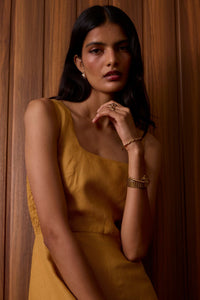 Glasswing Mustard Linen Dress