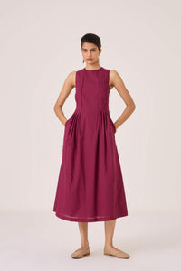 Indika Burgundy Pleated Dress