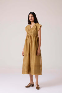 Aelia Yellow Handwoven Dress