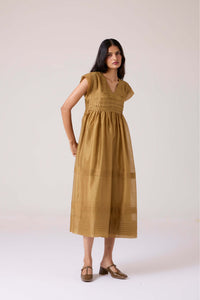 Aelia Yellow Handwoven Dress