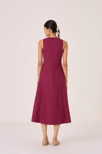 Indika Burgundy Pleated Dress