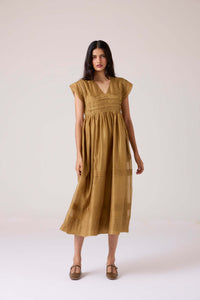 Aelia Yellow Handwoven Dress