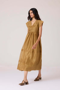 Aelia Yellow Handwoven Dress