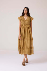 Aelia Yellow Handwoven Dress