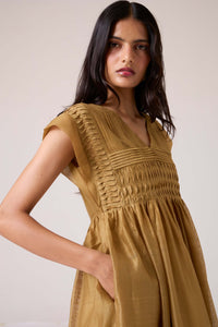 Aelia Yellow Handwoven Dress