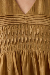 Aelia Yellow Handwoven Dress
