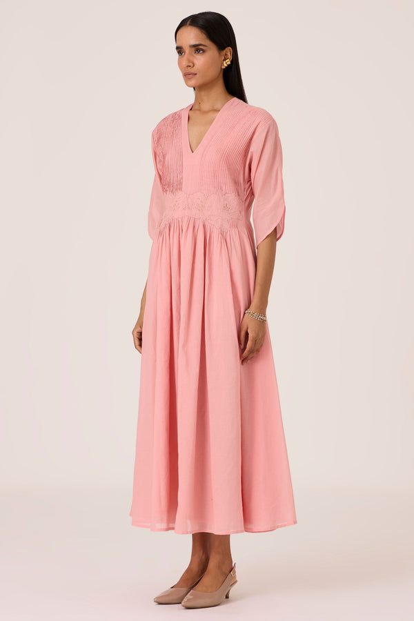 Kamil Pink Embroidered Maxi Dress