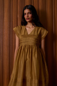 Aelia Yellow Handwoven Dress