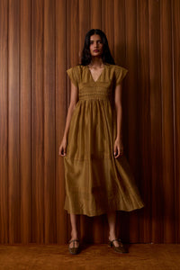 Aelia Yellow Handwoven Dress