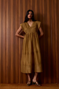Aelia Yellow Handwoven Dress
