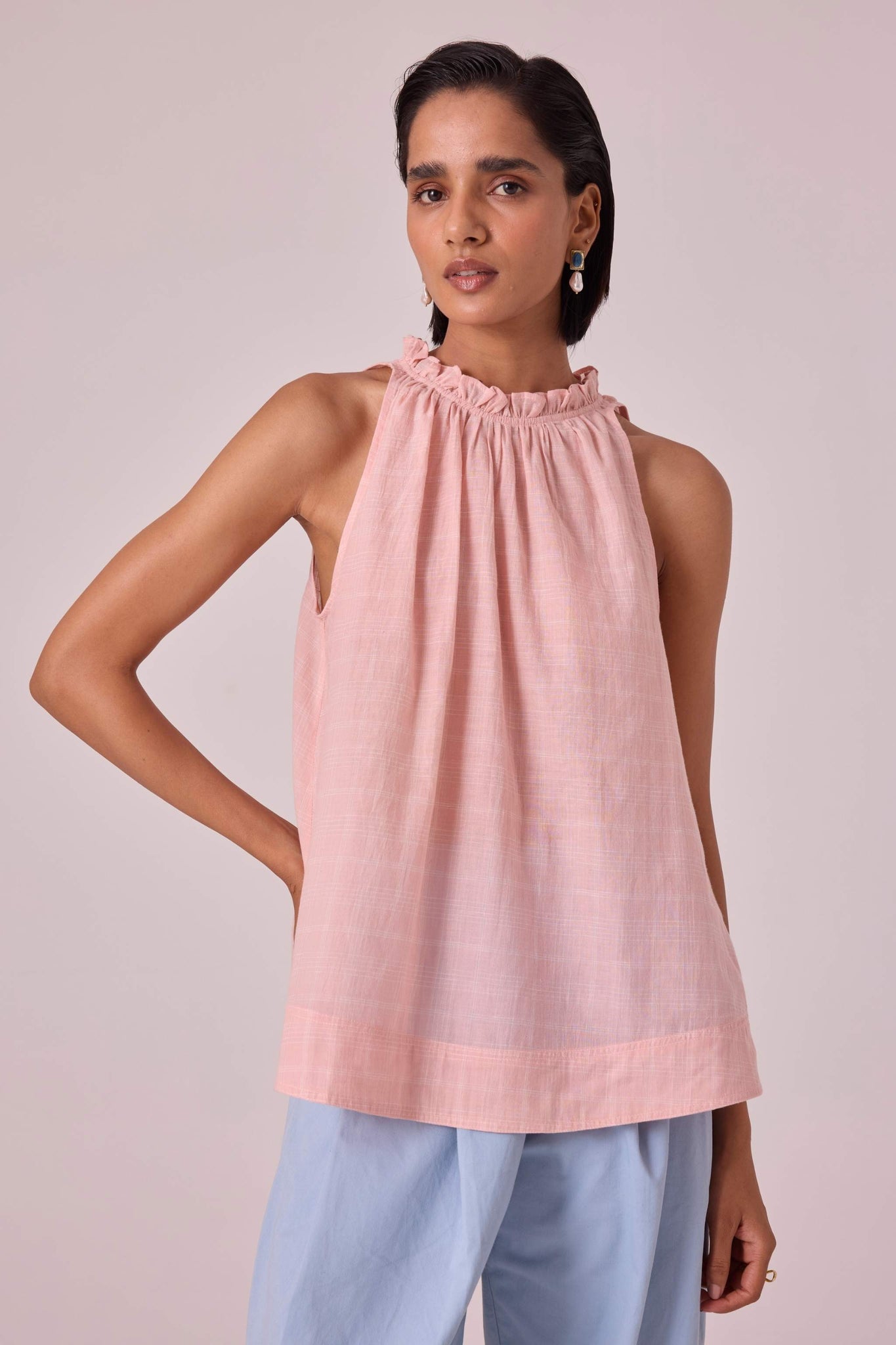 Kocho Pink Handwoven Halter Top