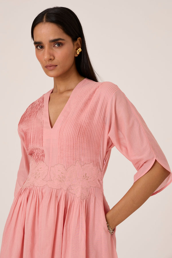 Kamil Pink Embroidered Maxi Dress