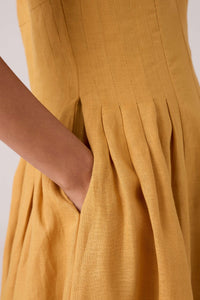 Selene Mustard Linen Dress
