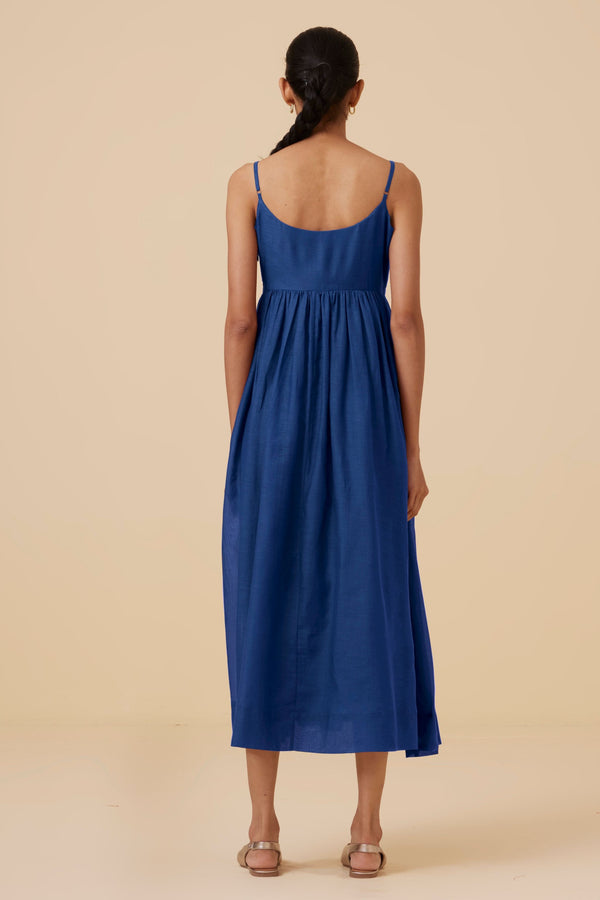 Hamza Royal Blue Sleeveless Midi Dress