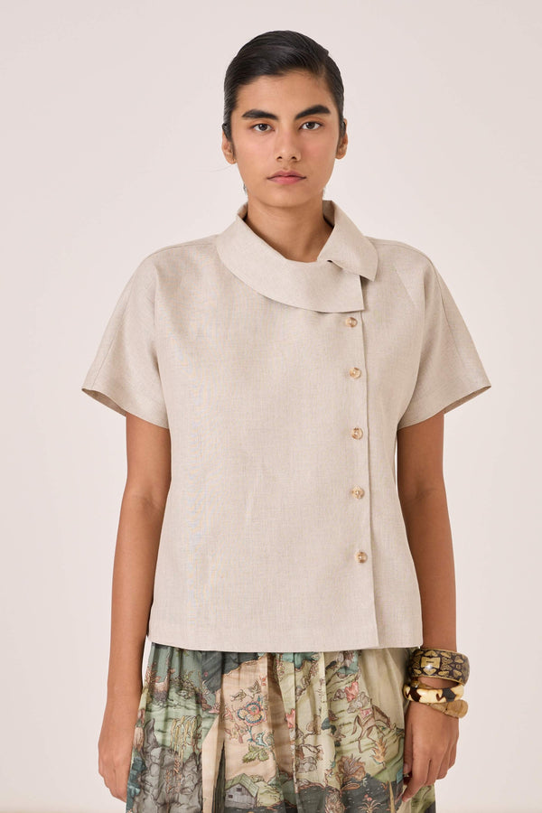 Aavish Beige Linen Top