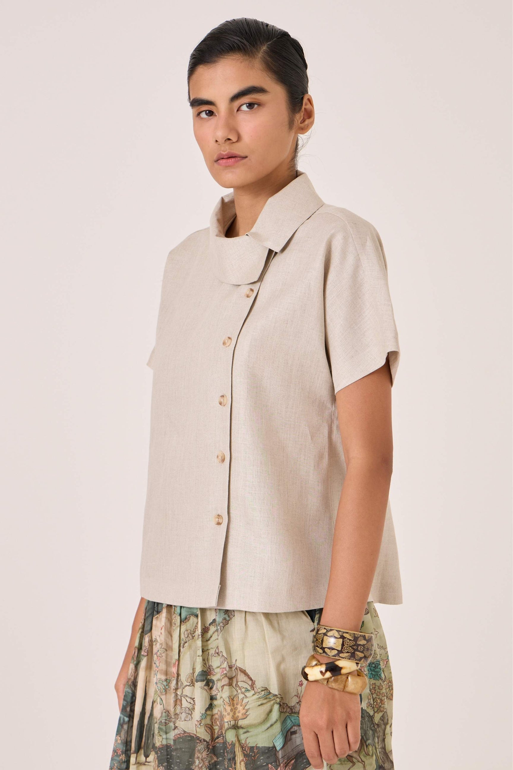 Aavish Beige Linen Top thumbnail 3