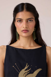 Astra Black Embroidered Maxi Dress
