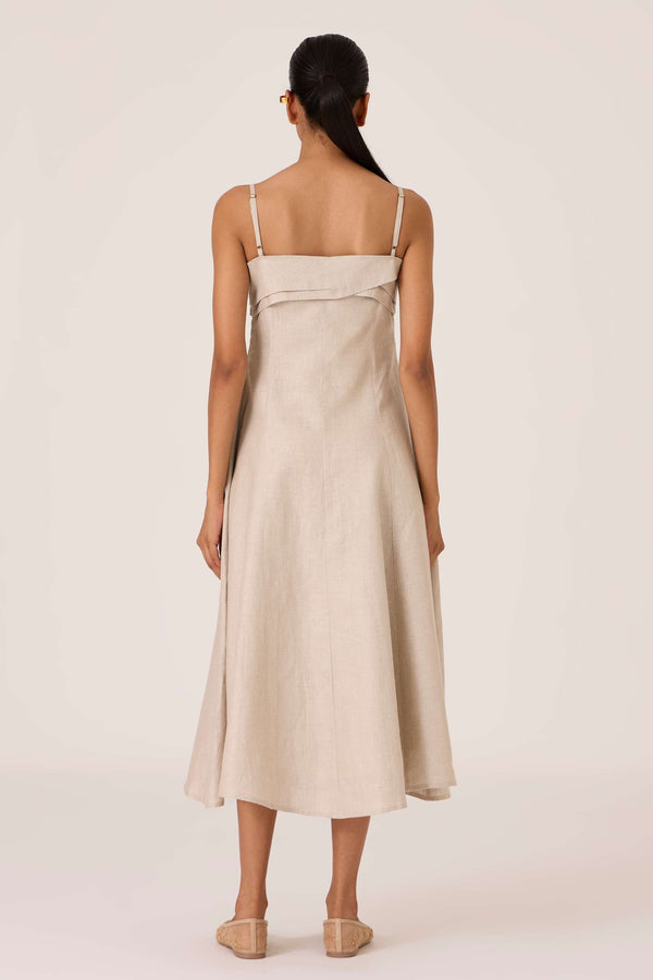 Azzah Beige Linen Dress