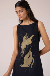 Astra Black Embroidered Maxi Dress