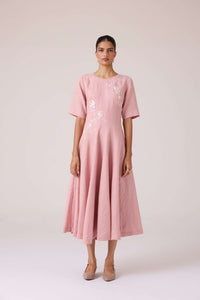 Astral Rose Linen Dress