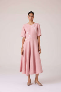Astral Rose Linen Dress