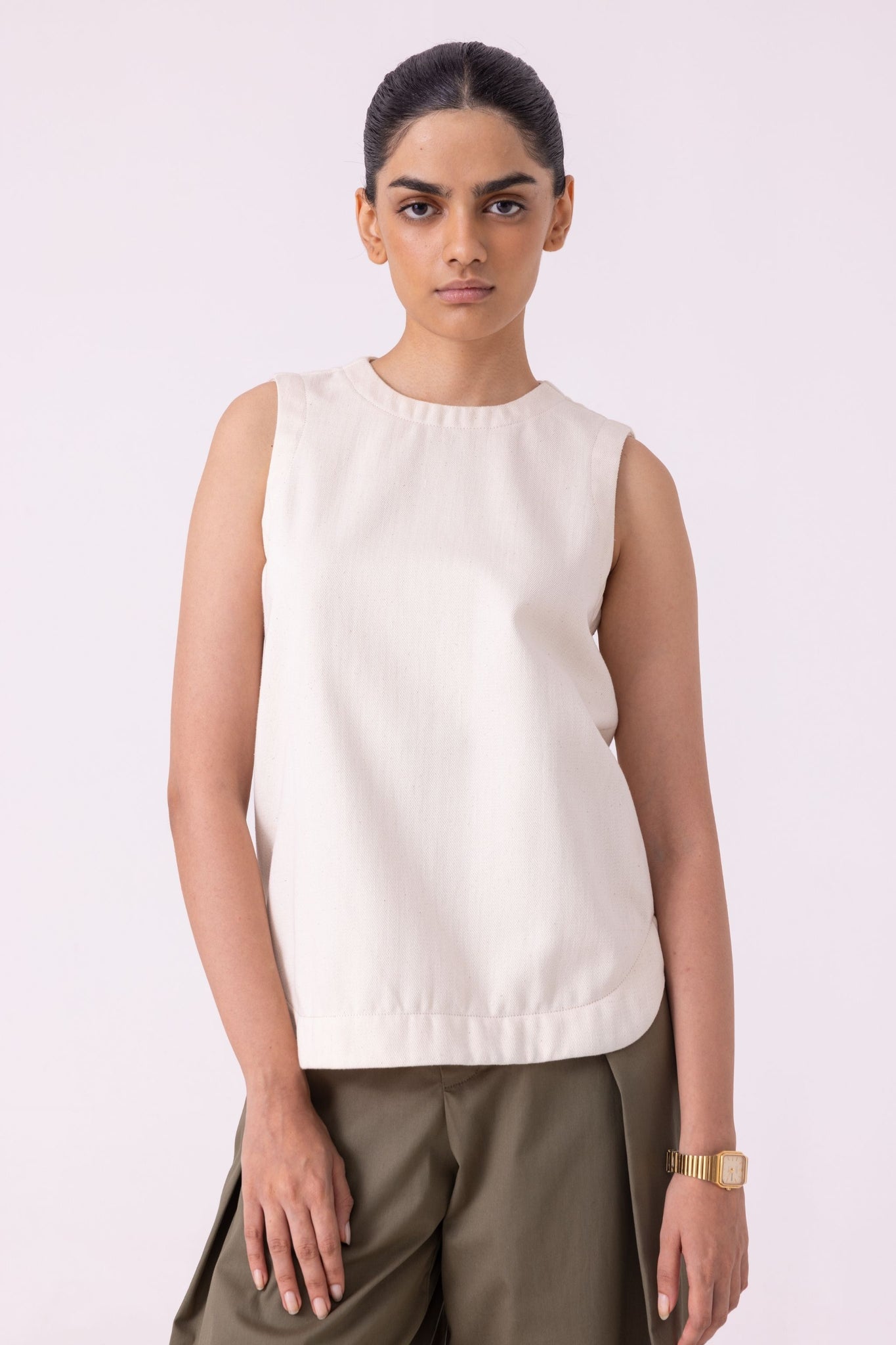 Dorothy Off White Handwoven Denim Top