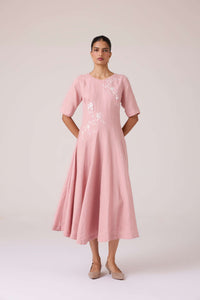Astral Rose Linen Dress