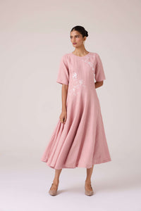 Astral Rose Linen Dress