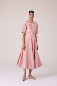 Astral Rose Linen Dress