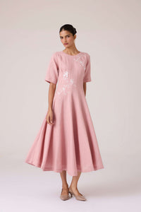 Astral Rose Linen Dress
