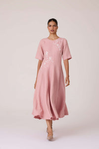 Astral Rose Linen Dress