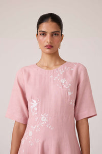 Astral Rose Linen Dress