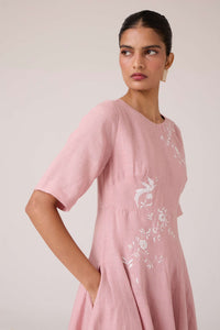 Astral Rose Linen Dress