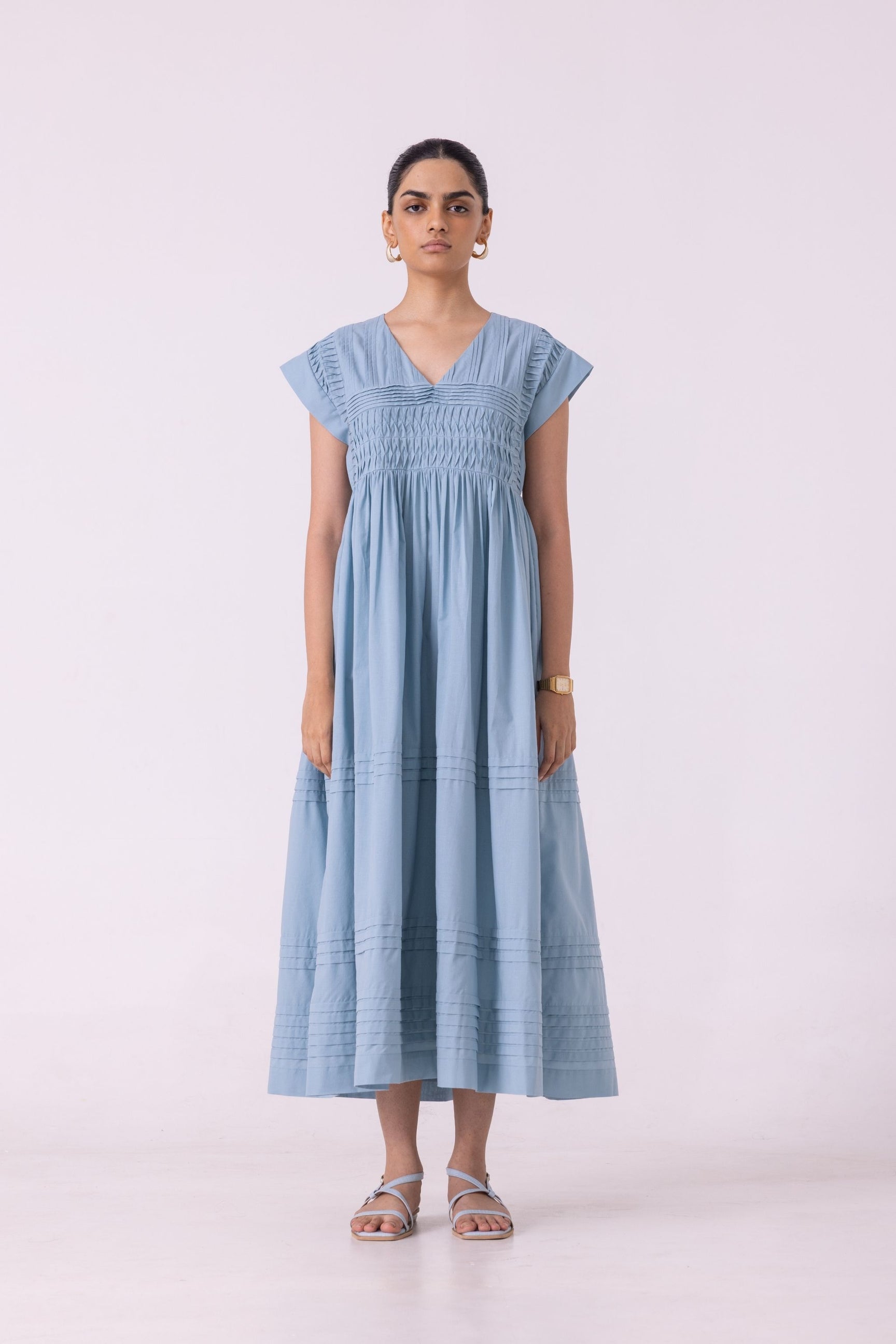 Aelia Blue Pleated Midi Dress image 1
