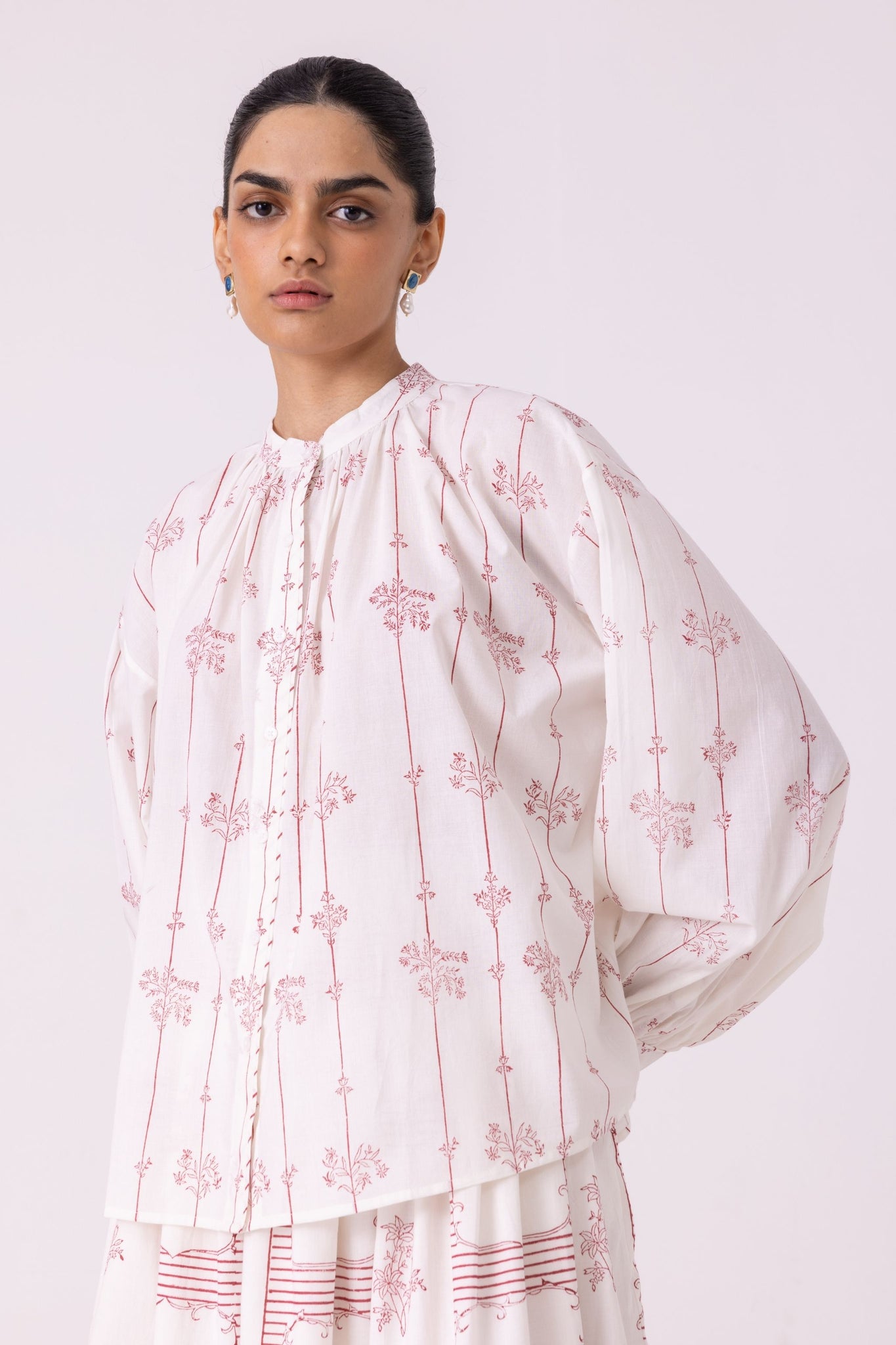 Kesar Red Hand Printed Top