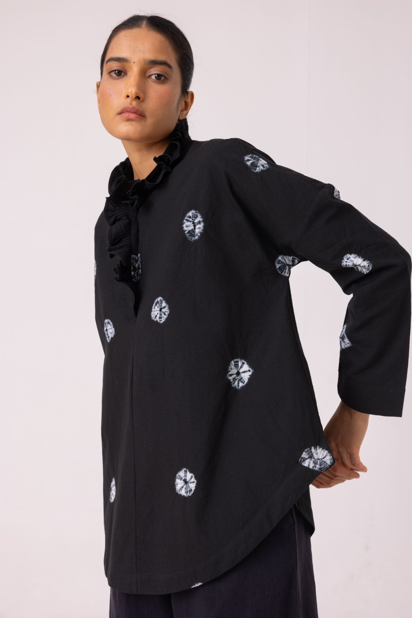 Eowyn Black Bandhani Handwoven Shirt