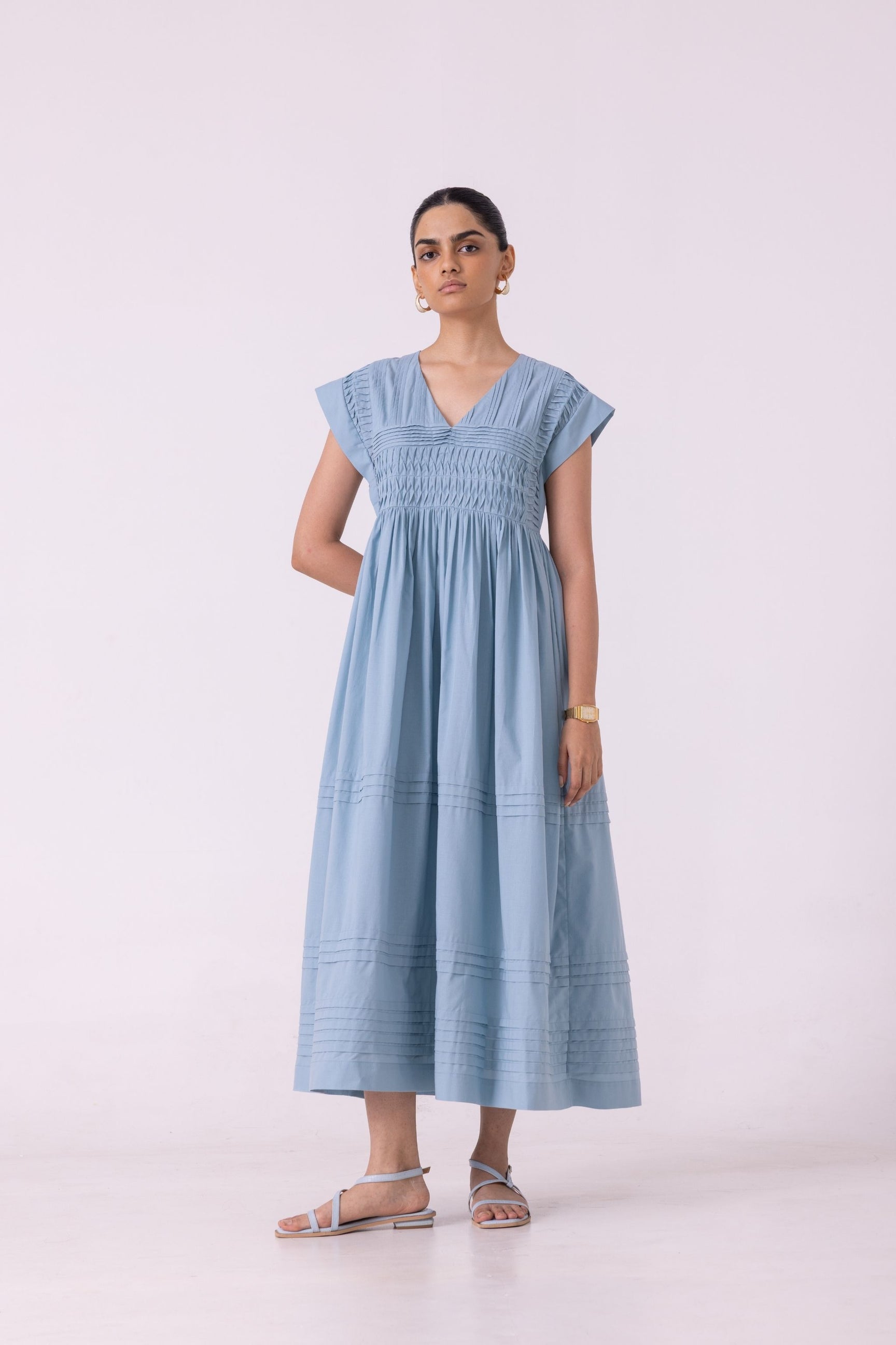 Aelia Blue Pleated Midi Dress thumbnail 3