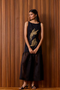 Astra Black Embroidered Maxi Dress