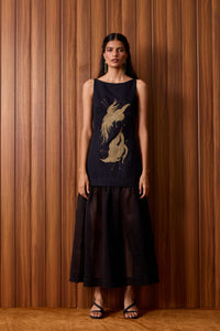 Astra Black Embroidered Maxi Dress