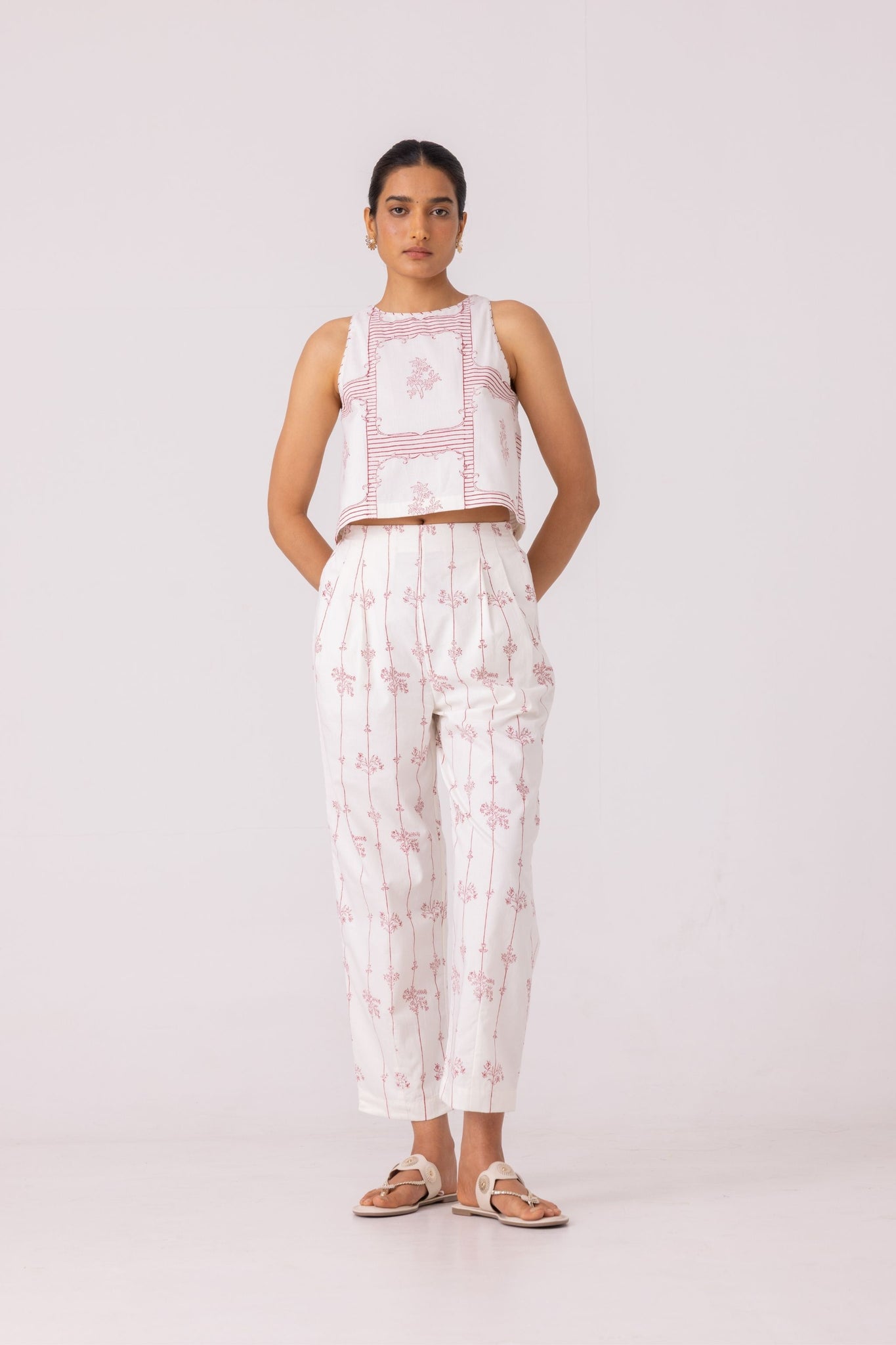 Penelope Red Hand Printed Top