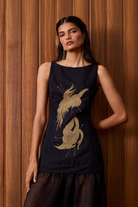 Astra Black Embroidered Maxi Dress