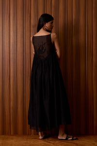 Vespera Black Handwoven Dress