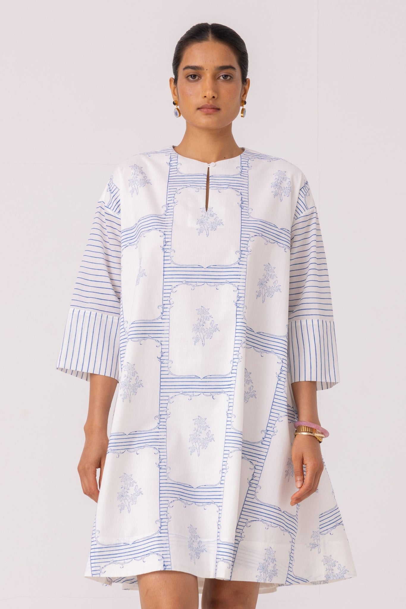 Dalip Blue Hand Printed Dress