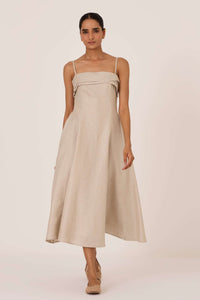 Azzah Beige Linen Dress