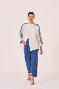 Edha Indigo Striped Pants