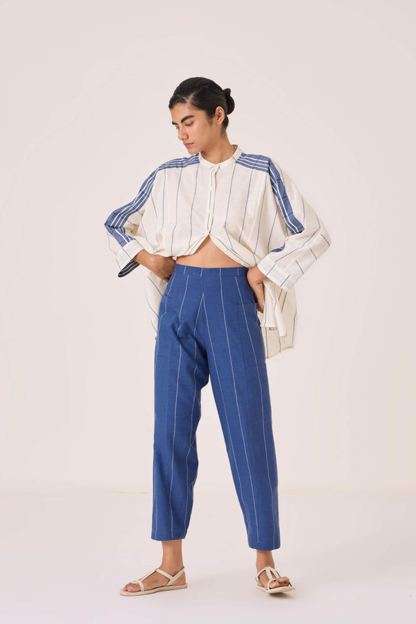 Edha Indigo Striped Pants