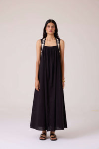 Themis Black Embroidered Dress