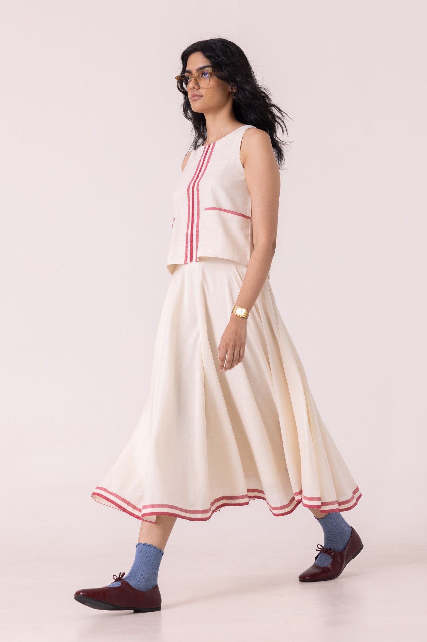 Medea Off White Handwoven Skirt