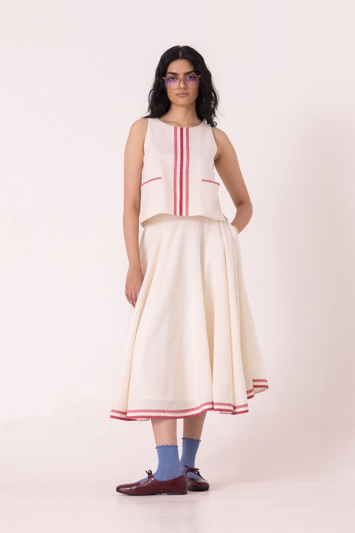 Medea Off White Handwoven Skirt