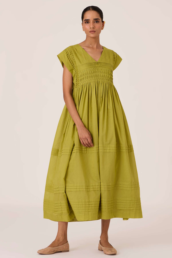 Aelia Citron Pleated Midi Dress